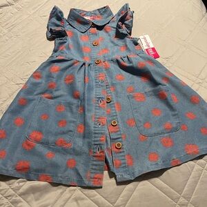Penelope Mack Gray and Pink 4T Casual Sundress with Puff Cap Sleeves